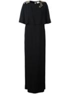 Lanvin Embellished Stone Maxi Dress, Women's, Size: 36, Black, Silk/acetate/viscose