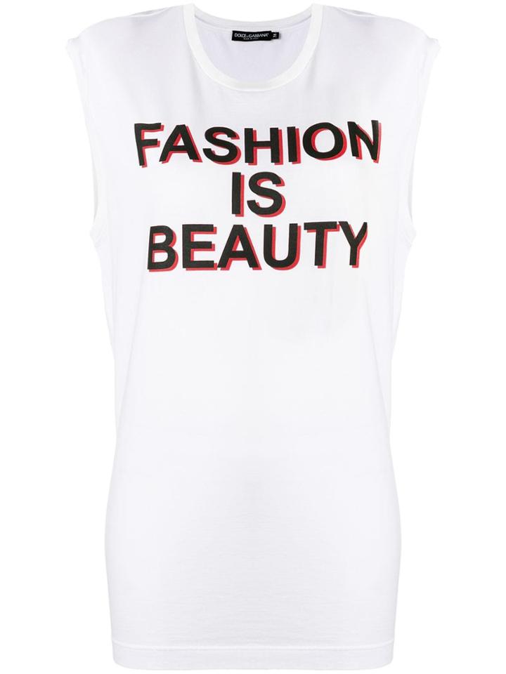 Dolce & Gabbana Fashion Is Beauty Print Tank Top - White