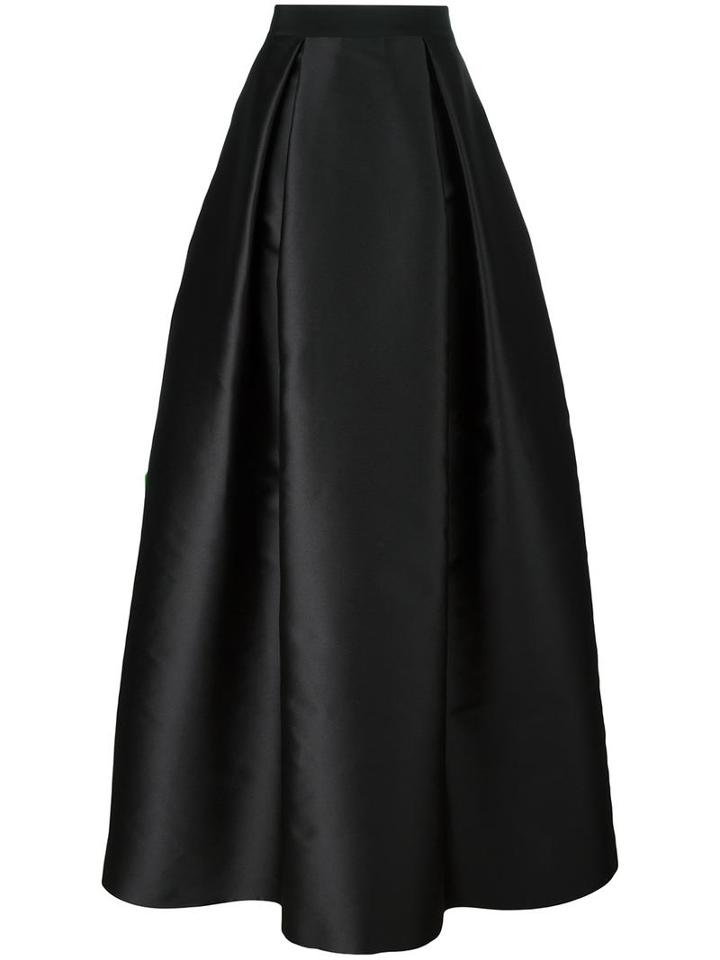 Alberta Ferretti Pleat Detail Full Skirt, Women's, Size: 42, Black, Silk/polyester