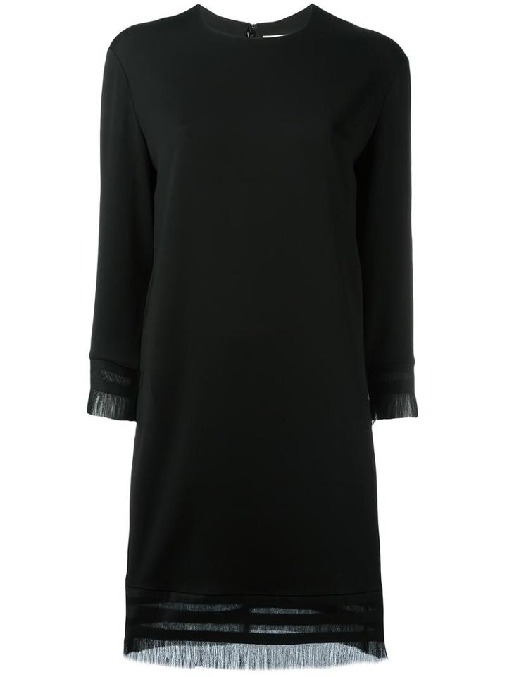 Dkny Fringed Shift Dress, Women's, Size: 2, Black, Viscose/wool/spandex/elastane