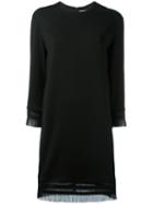 Dkny Fringed Shift Dress, Women's, Size: 2, Black, Viscose/wool/spandex/elastane