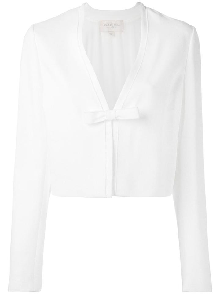 Giambattista Valli Cropped Bow Jacket, Women's, Size: 42, White, Silk/elastodiene/viscose
