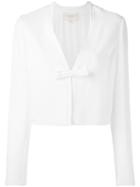 Giambattista Valli Cropped Bow Jacket, Women's, Size: 42, White, Silk/elastodiene/viscose