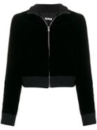 Miu Miu Logo-stripe Velvet Track Jacket - Black