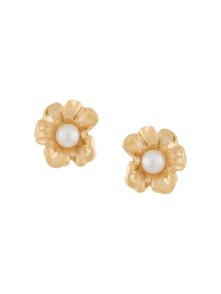 Meadowlark Medium Coral Pearl Earrings - Metallic