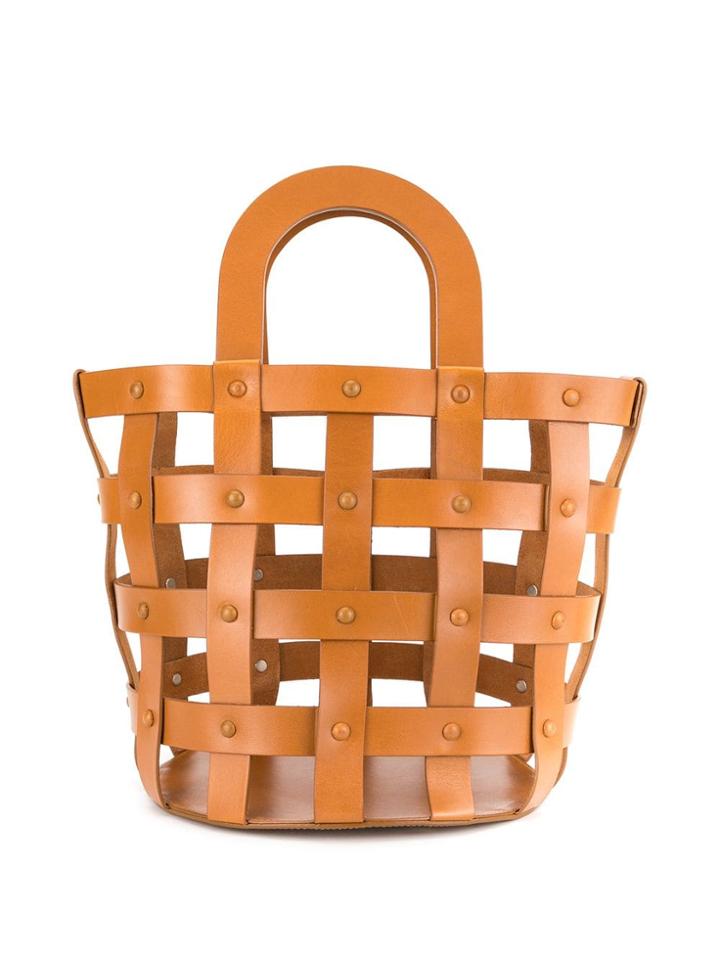 Building Block Medium Woven Basket Tote - Brown