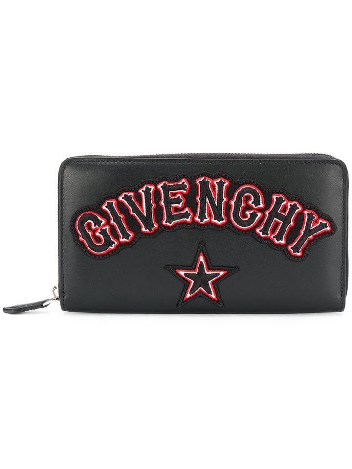 Givenchy Logo Patch Zip Around Wallet - Black