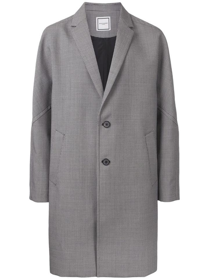 Wooyoungmi Houndstooth Pattern Coat, Men's, Size: 48, Black, Mohair/wool