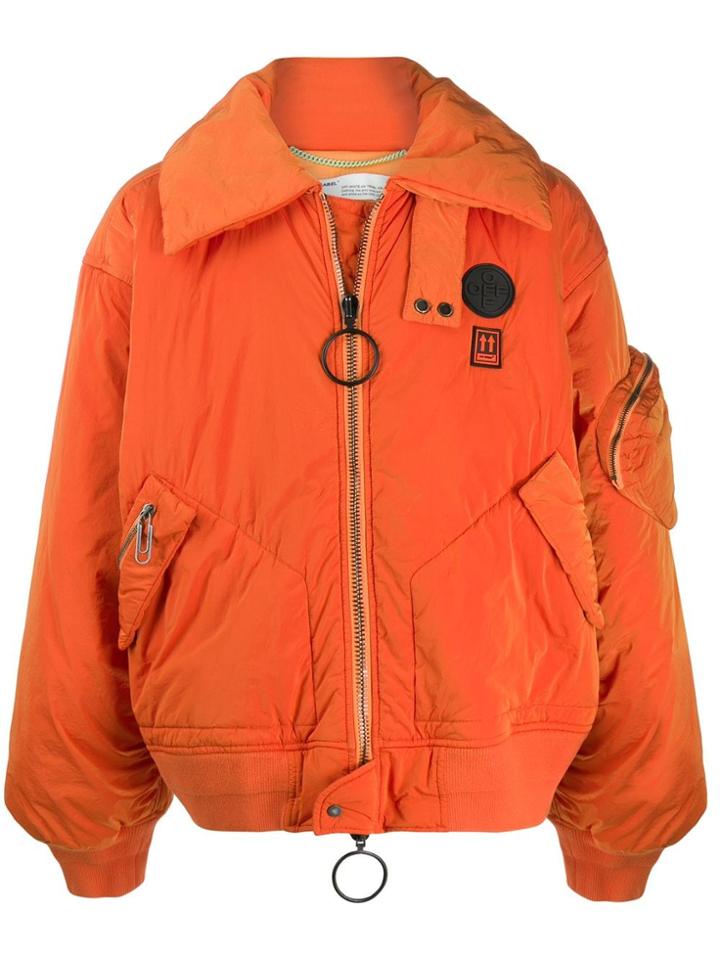 Off-white Oversized Bomber Jacket - Orange