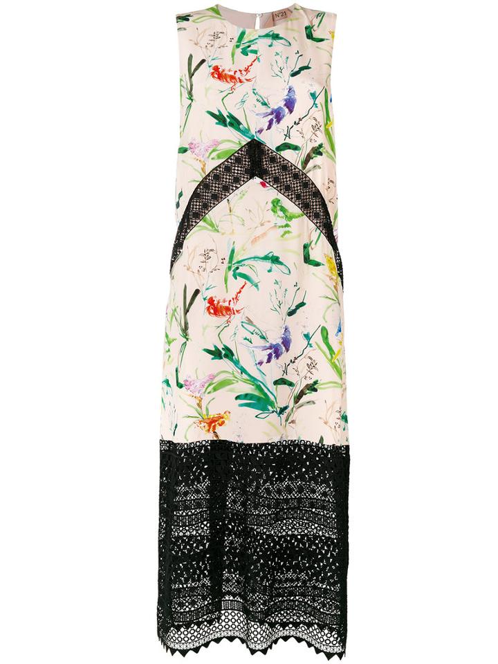No21 - Floral Print Shift Dress - Women - Silk/polyester/acetate - 44, Women's, Pink/purple, Silk/polyester/acetate