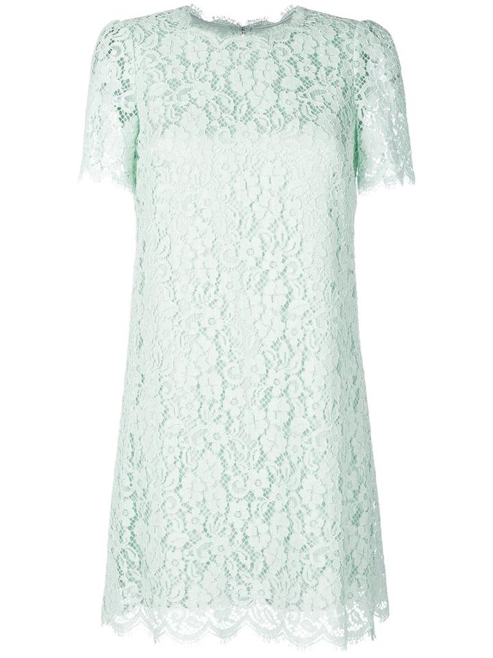 Dolce & Gabbana - Lace Embroidered Dress - Women - Silk/cotton/polyamide/viscose - 42, Green, Silk/cotton/polyamide/viscose