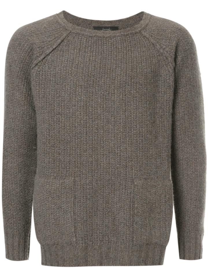 Maison Flaneur Textured Crew Neck Sweater - Brown