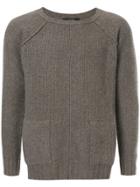 Maison Flaneur Textured Crew Neck Sweater - Brown