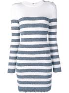 Balmain Horizontal Stripes Knitted Dress - White