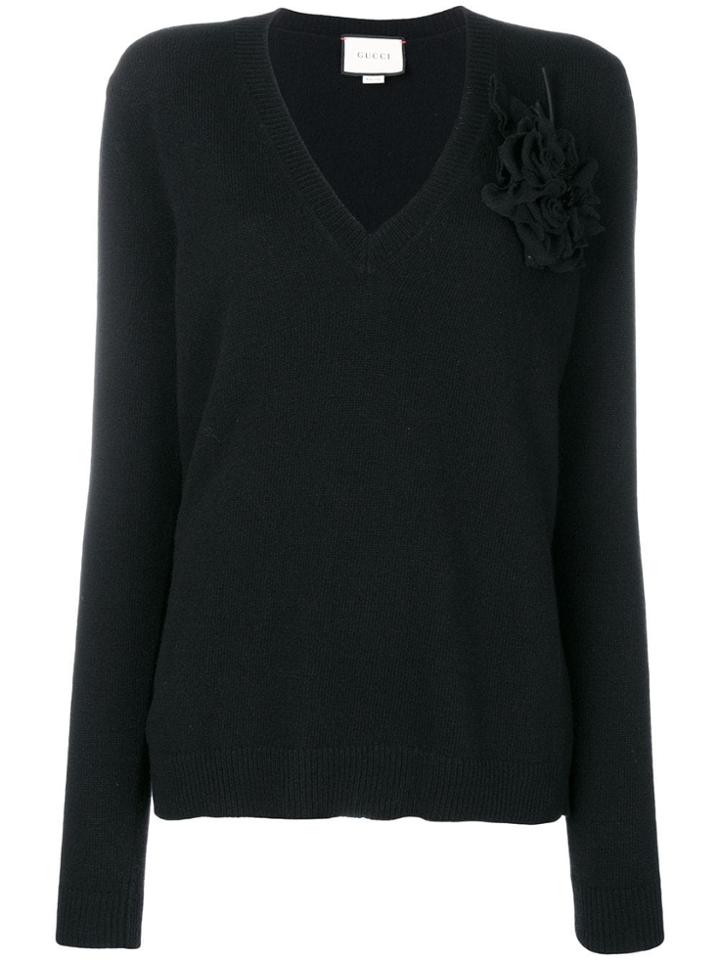 Gucci Corsage Flower Jumper - Black