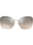 Miu Miu Eyewear Oversized Glitter Sunglasses - Brown
