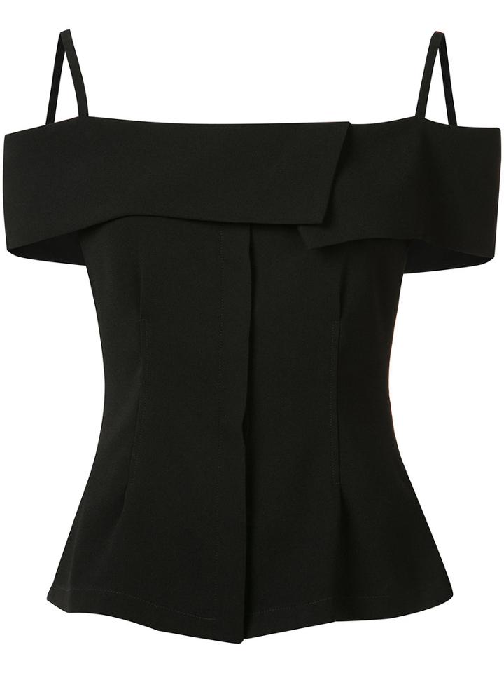 Theory Double-straps Buttoned Blouse, Women's, Size: Small, Black, Polyester/triacetate