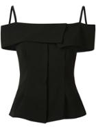 Theory Double-straps Buttoned Blouse, Women's, Size: Small, Black, Polyester/triacetate