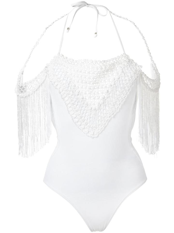 Amir Slama Fringed Swimsuit - White