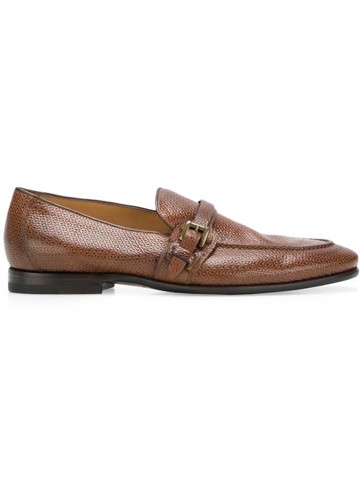 Silvano Sassetti Textured Buckle Loafers - Brown