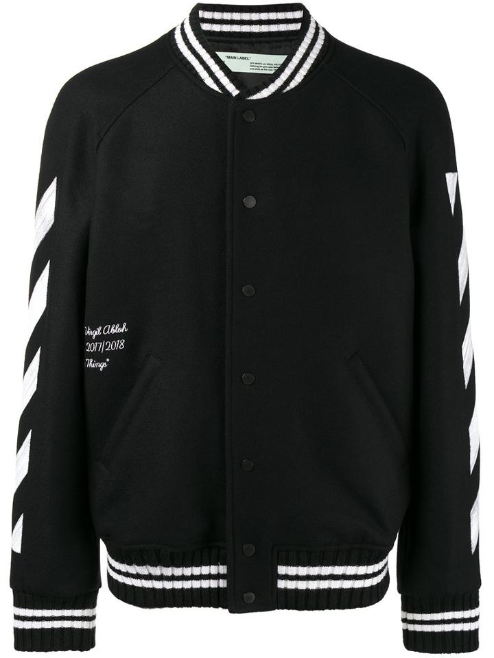 Off-white - Brushed Print Bomber Jacket - Men - Cotton/polyamide/polyester/virgin Wool - S, Black, Cotton/polyamide/polyester/virgin Wool