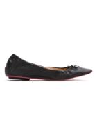 Zeferino Leather Ballerina Flats - Black
