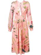 Oscar De La Renta Floral Print Midi Dress - Pink