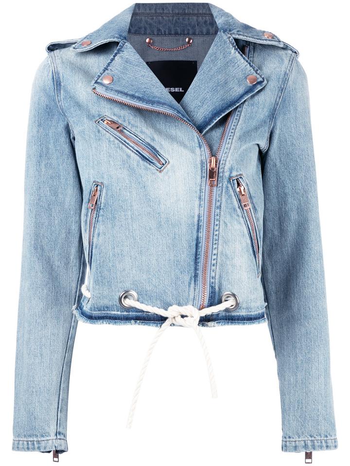 Diesel Biker Denim Jacket, Women's, Size: Small, Blue, Cotton