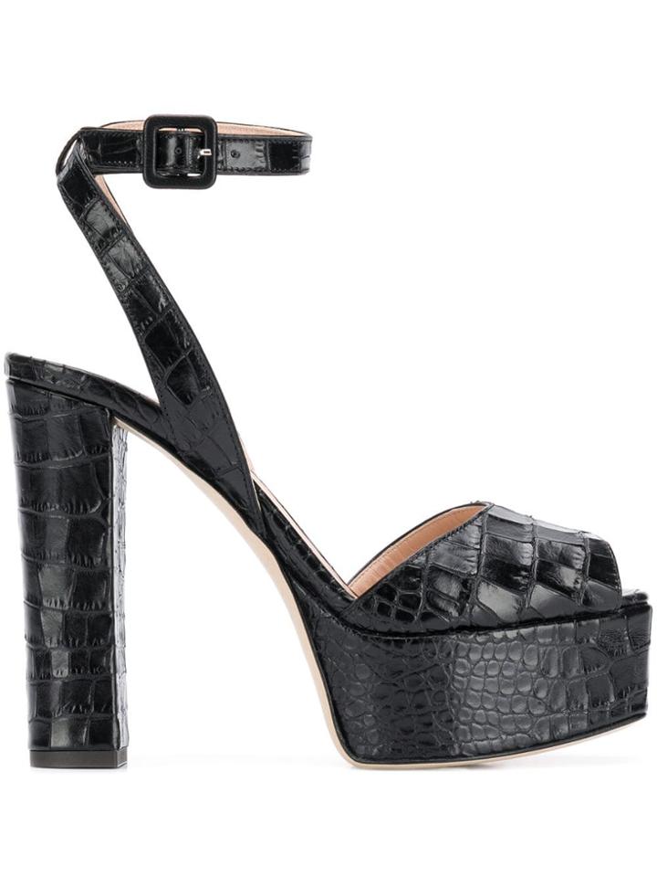 Giuseppe Zanotti Crocodile Embossed Platform Sandals - Black
