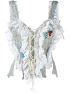 Philosophy Di Lorenzo Serafini Crocheted Corset Top With Floral Embroidery