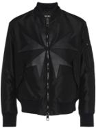 Neil Barrett Star Leather Panel Bomber Jacket - Black