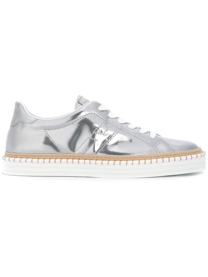 Hogan Rebel Sole Cord Trim Glossy Lace Up Sneakers