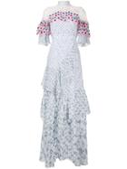 Peter Pilotto Crochet Flower Appliqué Long Dress, Women's, Size: 10, Silk/polyimide/polyester