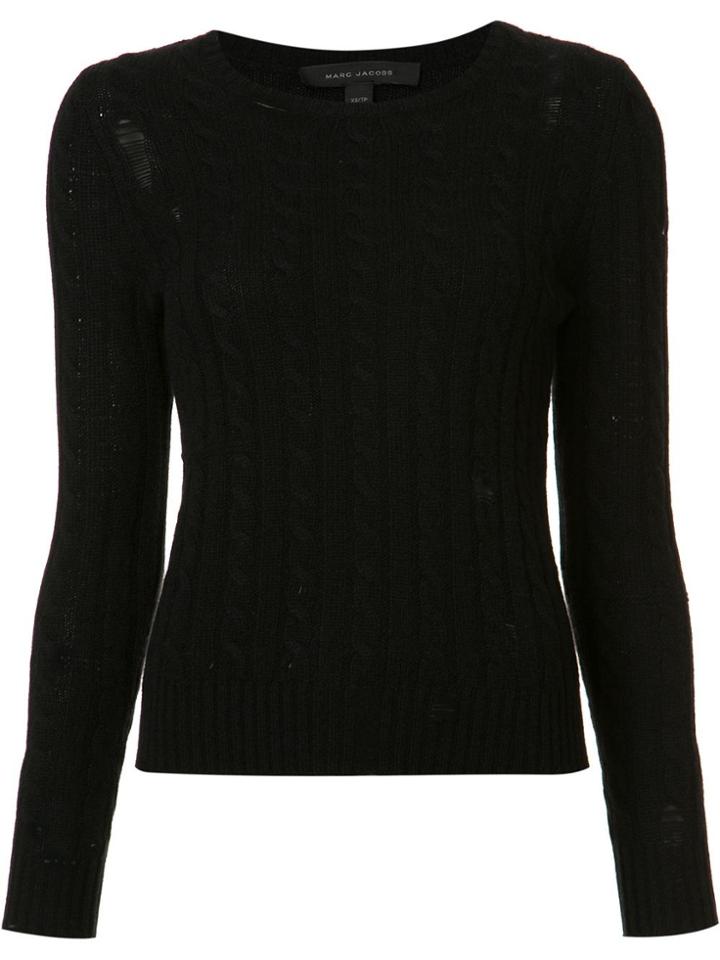 Marc Jacobs Cashmere Holey Cable Knit Top - Black