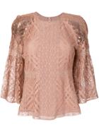 Burberry Bell Sleeve Lace Blouse - Pink & Purple