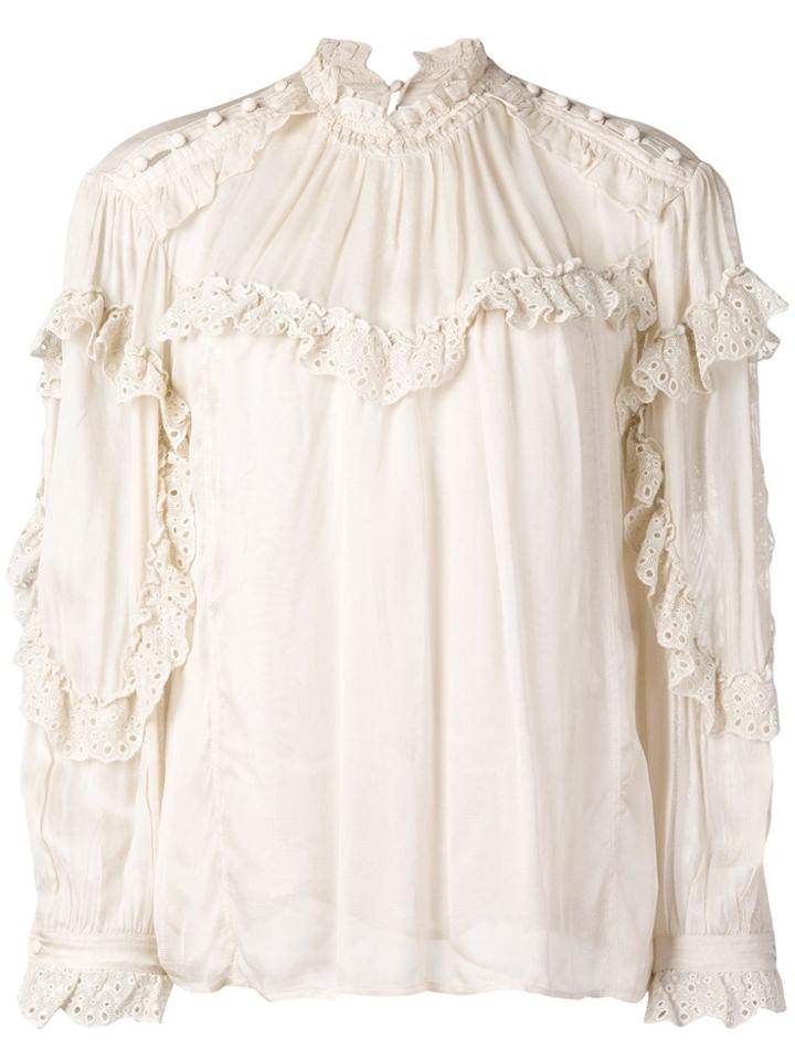 Iro Utopia Ruffle Trim Blouse - Nude & Neutrals