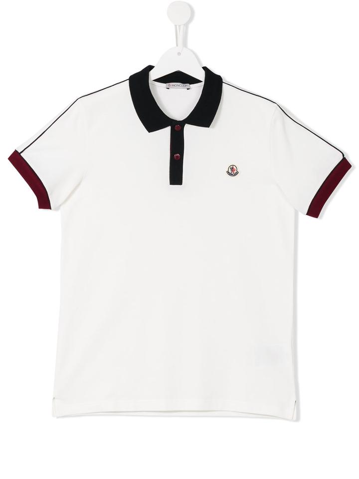 Moncler Kids Colour Block Polo Shirt, Boy's, Size: 14 Yrs, Nude/neutrals