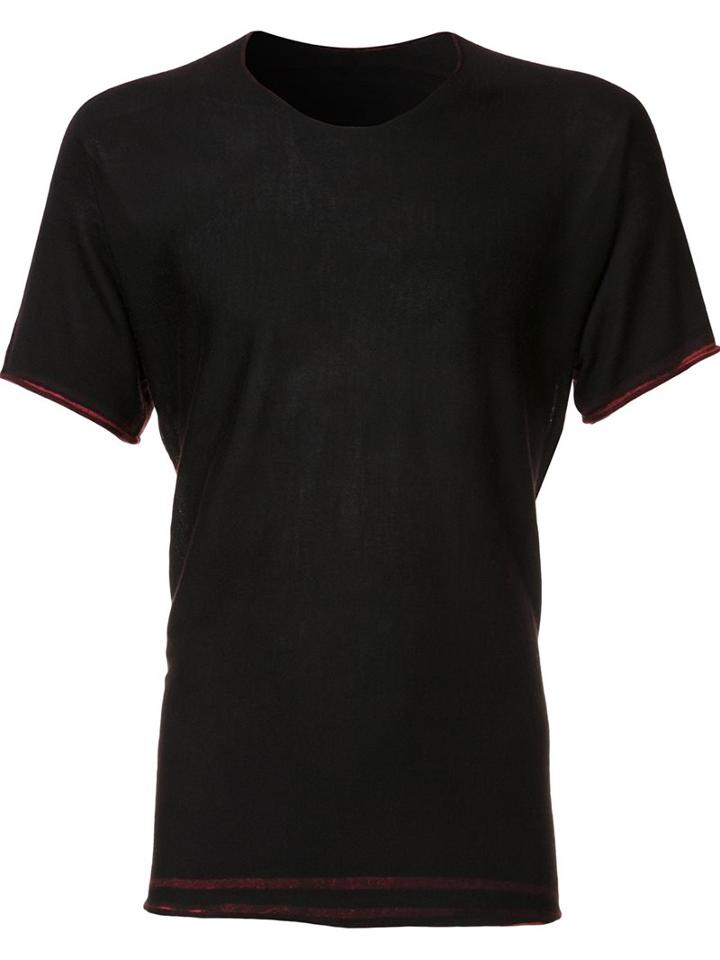 Label Under Construction Hem Detail T-shirt, Men's, Size: 50, Black, Spandex/elastane/wool