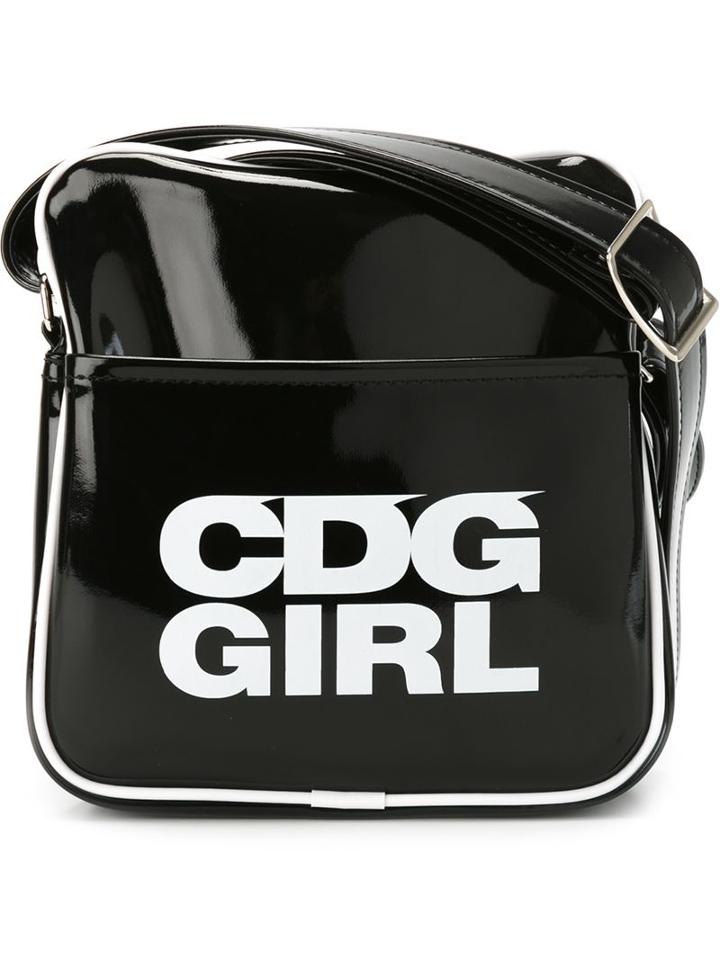 Comme Des Garçons Girl Logo Lacquer Shoulder Bag, Black, Pvc/rayon