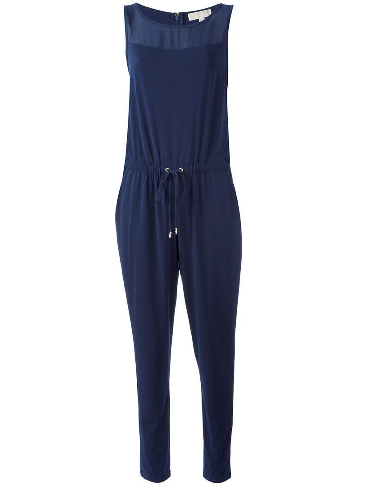 Michael Michael Kors Drawstring Tapered Leg Jumpsuit, Women's, Size: Small, Blue, Polyester/spandex/elastane