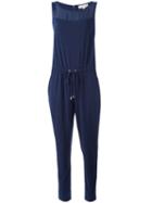 Michael Michael Kors Drawstring Tapered Leg Jumpsuit, Women's, Size: Small, Blue, Polyester/spandex/elastane