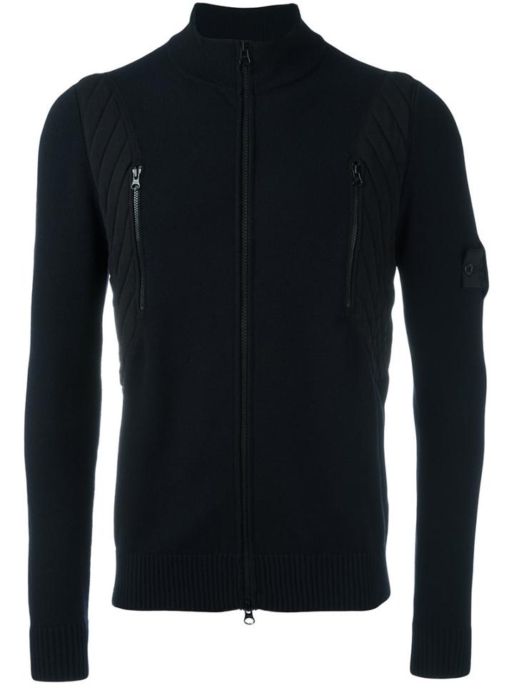 Stone Island Shadow Project Zipped Cardigan, Men's, Size: Medium, Blue, Wool/polyamide/polyester/spandex/elastane