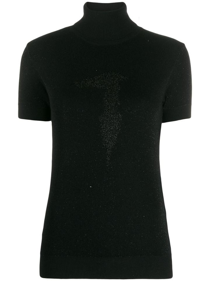 Trussardi Jeans Short Sleeve Roll Neck Top - Black