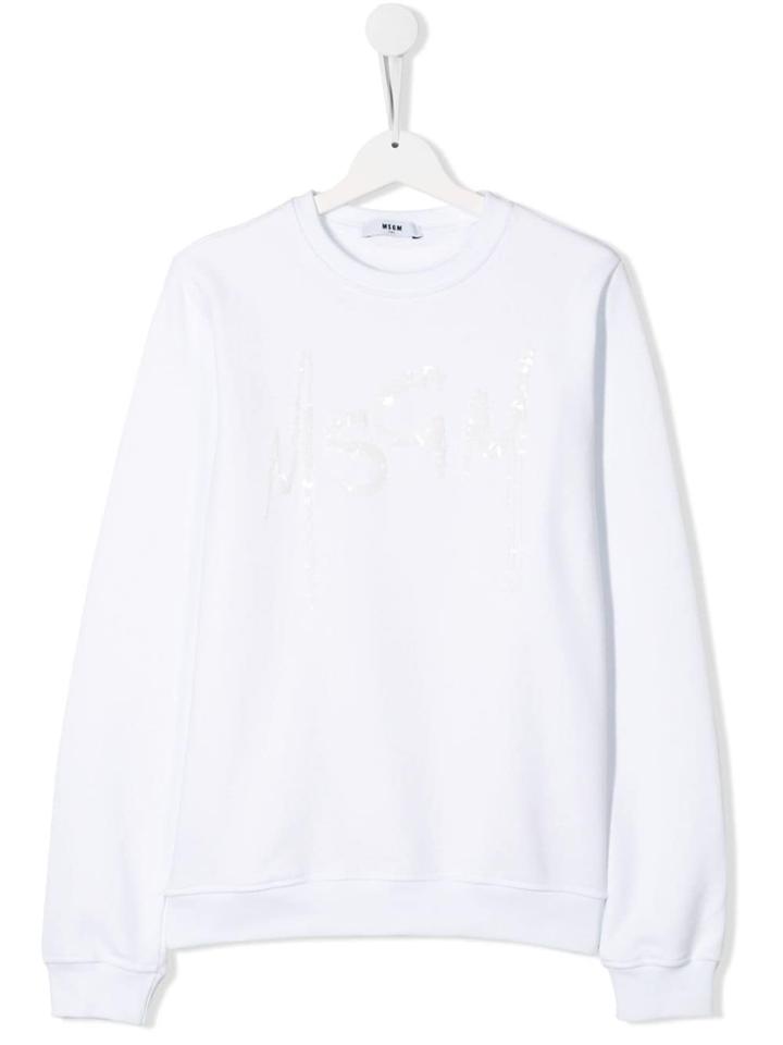 Msgm Kids Long Sleeved T-shirt - White