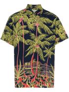 Wacko Maria Palm Tree Print Hawaiian Shirt - Blue