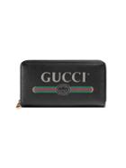 Gucci Black Logo Leather Zip Around Wallet
