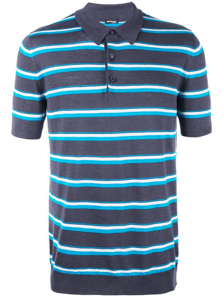 Kiton - Striped Polo Shirt - Men - Silk/linen/flax - L, Blue, Silk/linen/flax