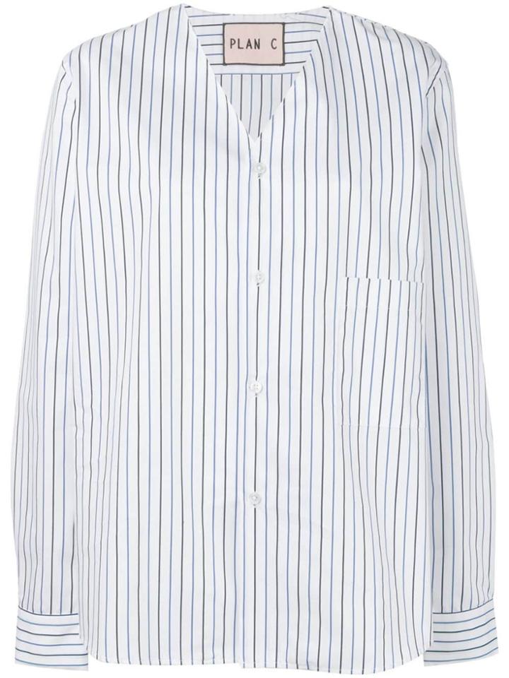 Plan C Pinstripe Top - White