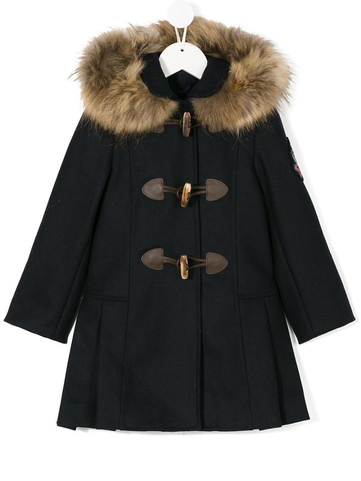 Lapin House - Hooded Duffle Coat - Kids - Wool/coyote Fur/tactel - 6 Yrs, Blue