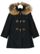 Lapin House - Hooded Duffle Coat - Kids - Wool/coyote Fur/tactel - 6 Yrs, Blue